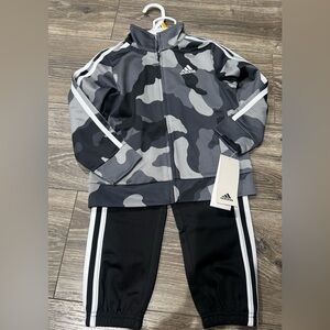 NWT Boys Adidas Black and Gray Camo Track Suit